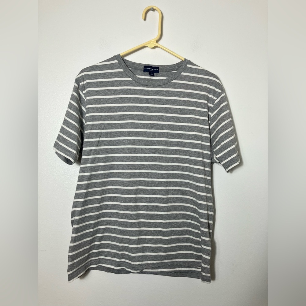 Peter Millar Short Sleeve Tee Women’s Sz M Gray/white Stripes‎ Outdoor Golf
